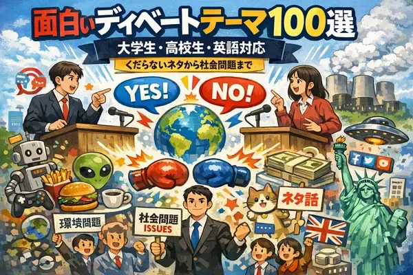 面白いディベートテーマ100選：大学生・高校生・英語対応｜くだらないネタから社会問題まで
