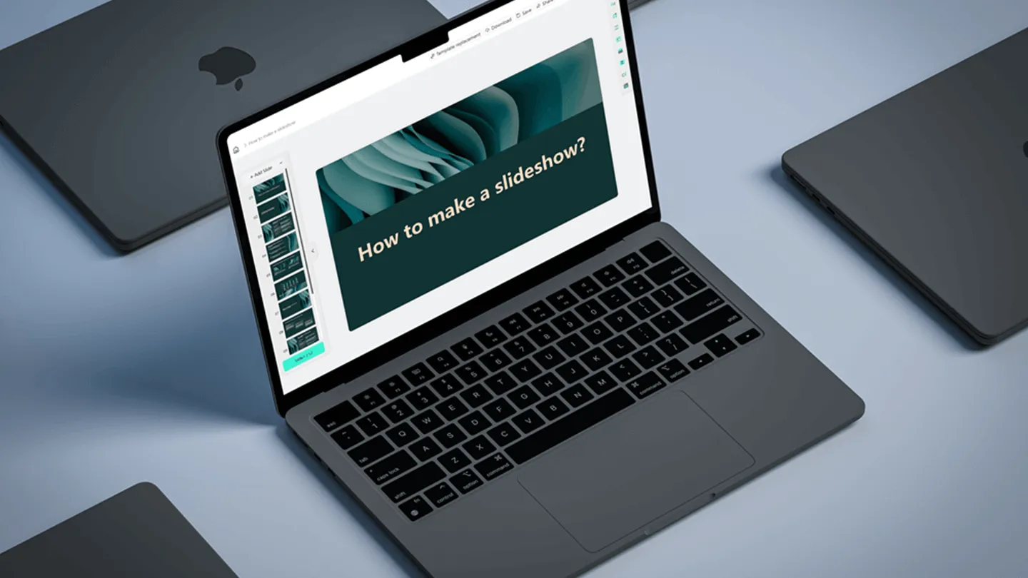 Smallppt slide editor interface showing layout and design options