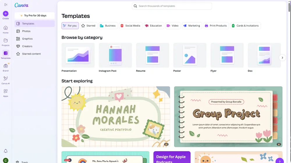 Choose from ready-made layouts in Canva presentation maker to start your design