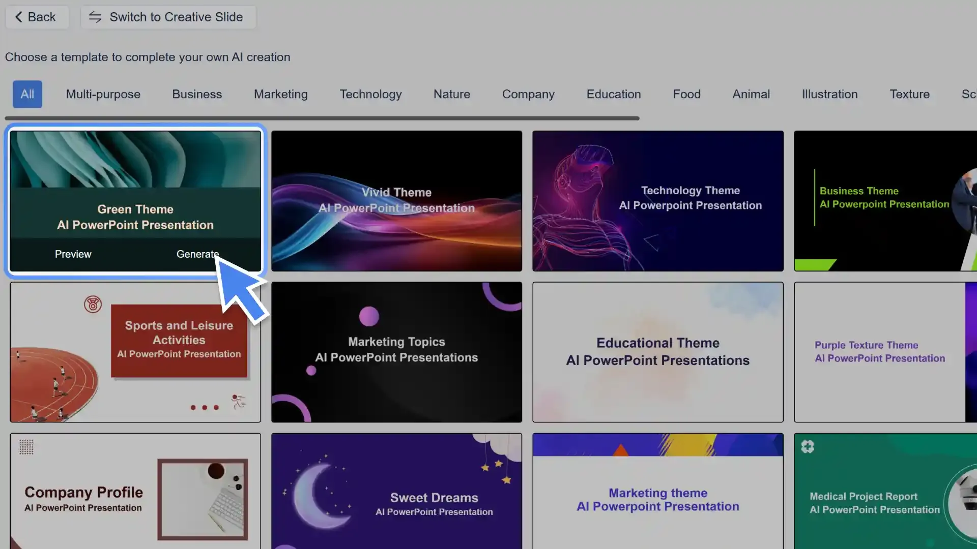Choose the template that best suits your content and style, and the system will automatically match the layout and animations for you.