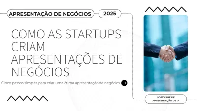 A capa da apresentação de negócios descreve as etapas envolvidas na criação de uma startup
