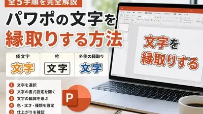 パワポ 文字 縁取りの完全ガイド｜袋文字・外側縁取り・枠の作り方5選【PowerPoint】記事のカバーイメージ